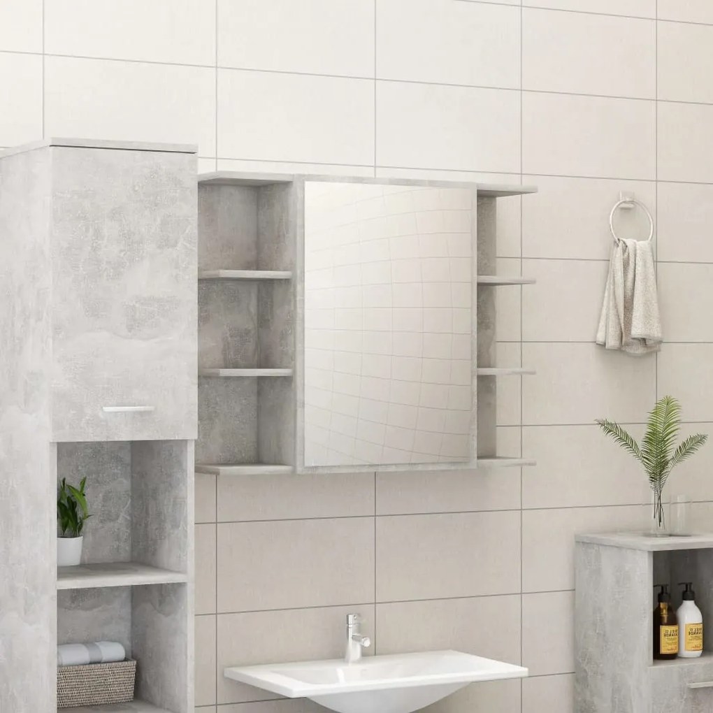 Set mobili da bagno 3 pz grigio cemento in truciolato