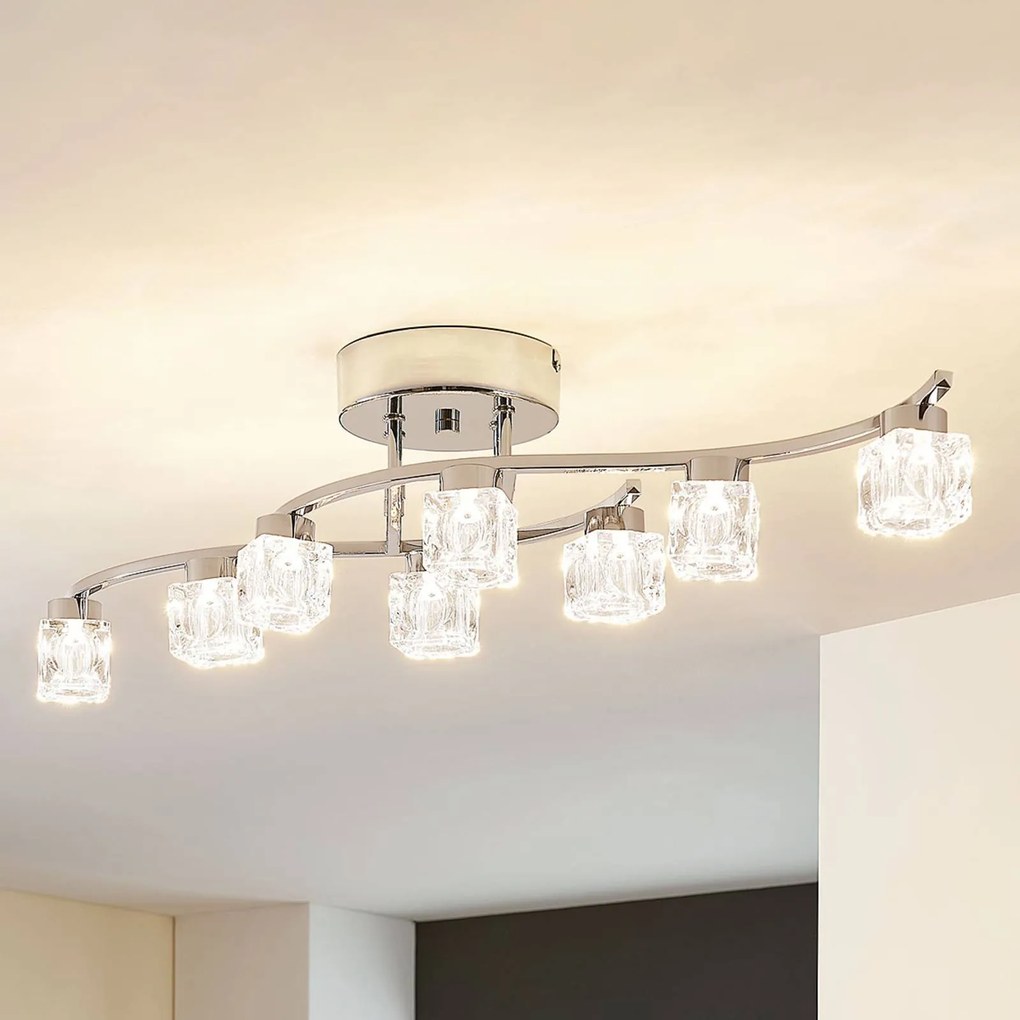 Plafoniera a LED Yaro Lindby, dimmerabile, Cromo / Argento, Soggiorno / Sala da pranzo, Metallo, Moderno, Plafoniera LED