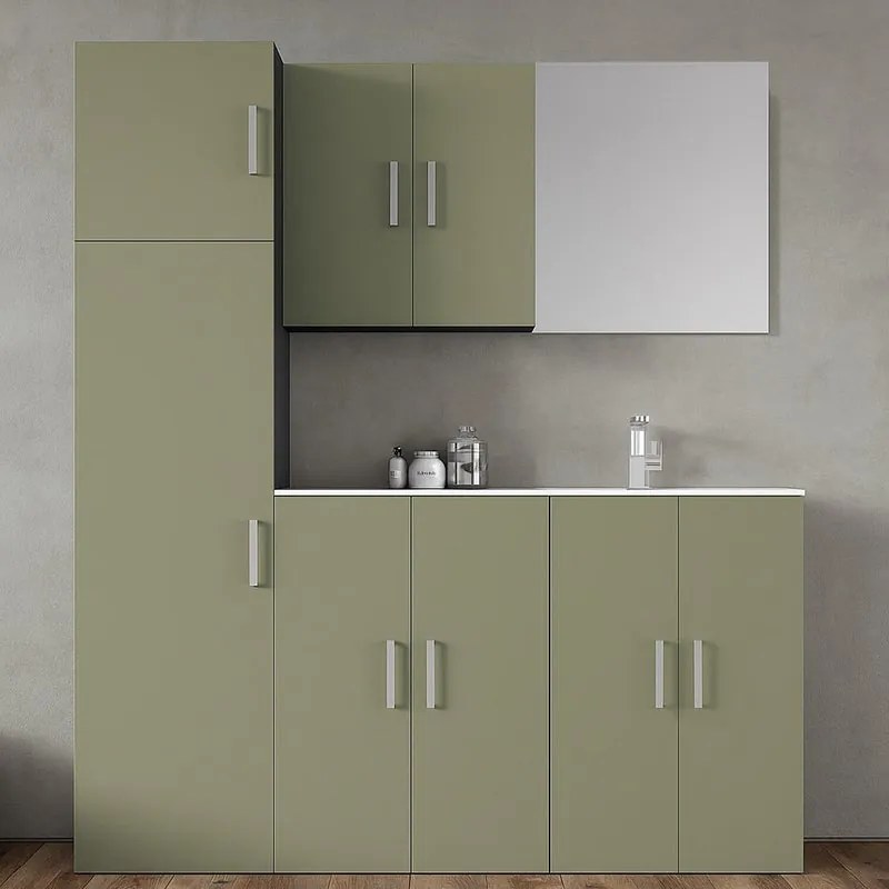 Colonna per mobile bagno Desi 2 ante P 50 x L 50 x H 200 cm verde salvia truciolare