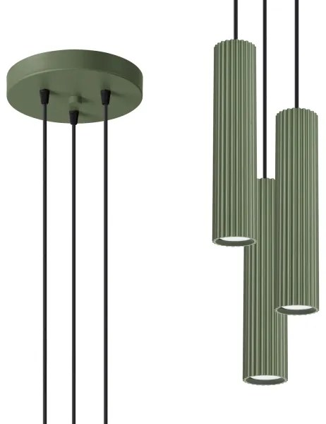 Sollux SL.1614 - Lampadario a sospensione con filo KARBON 3xGU10/10W/230V verde