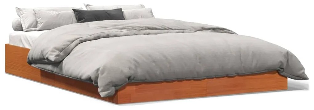 Giroletto Senza Materasso Marrone Cera 160x200 Cm Legno Di Pino /