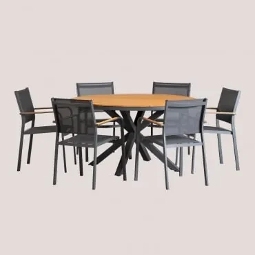 Set tavola rotonda (Ø140 cm) e 6 sedie da giardino Archer - Sklum