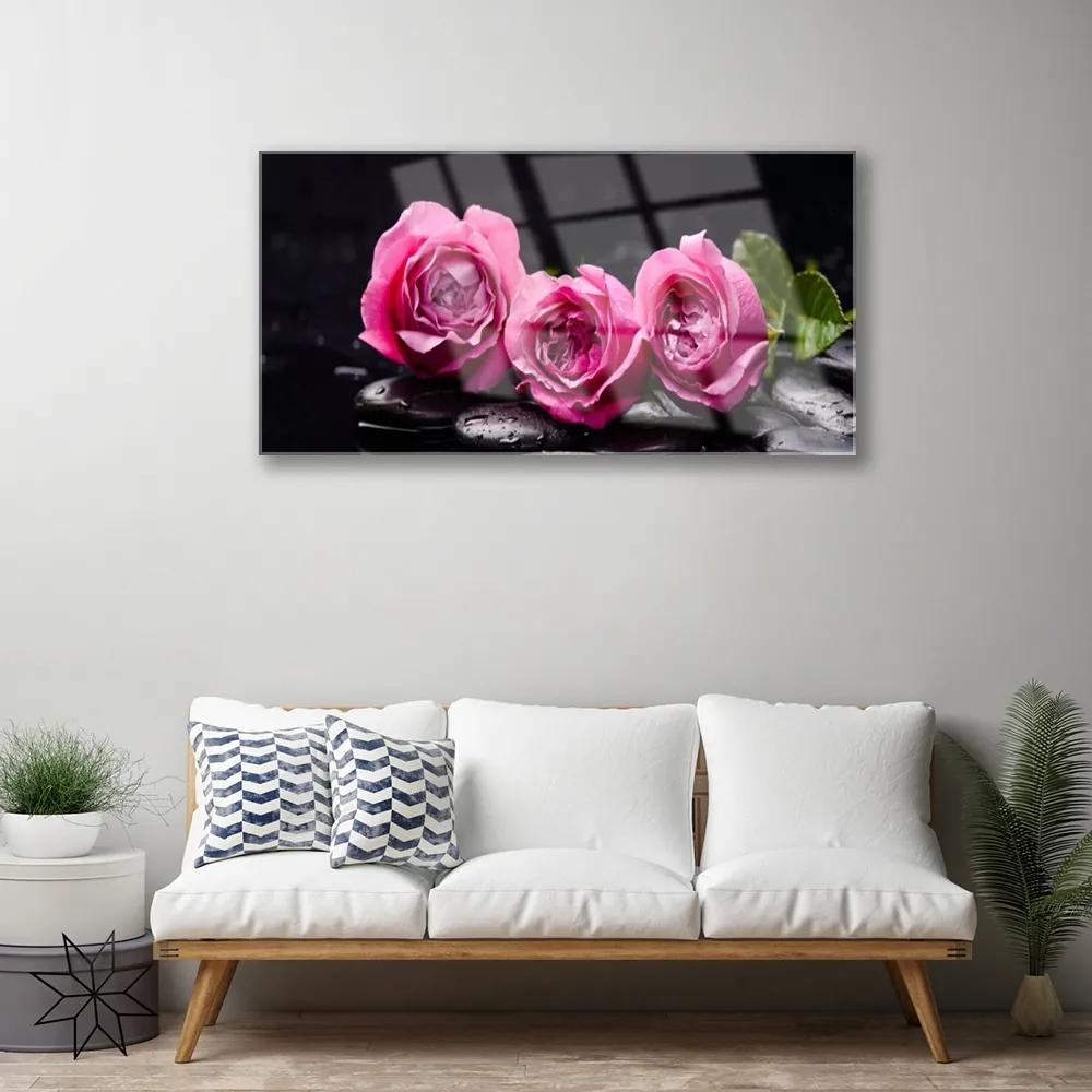 Quadro acrilico Rose Pietre Zen Spa Natura 100x50 cm