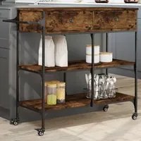 Carrello da Cucina Rovere Fumo 105x42x95 cm Legno Multistratocod mxl 89857