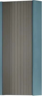Pensile bagno Niwa cannettato laccato opaco blu pacifico con vetro grigio carbone, 1 anta reversibile  P17 x L30 x H78.5 cm