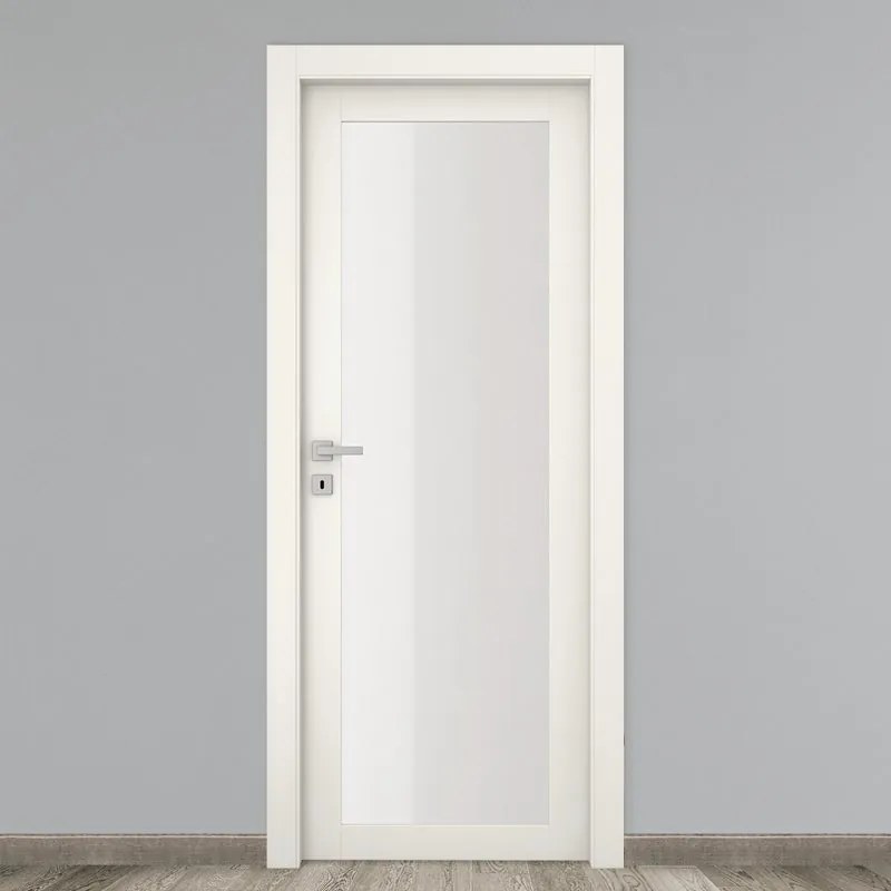 Porta tamburata battente Glass vetrata bianco L 80 x H 210 cm destra