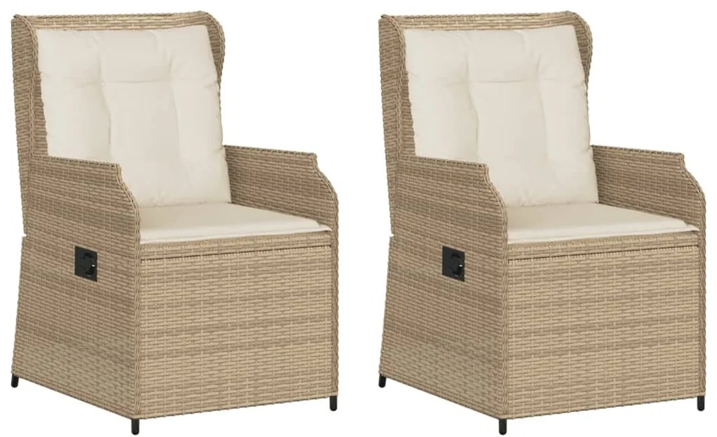 Sedie reclinabili da giardino 2pz con cuscini beige polyrattan