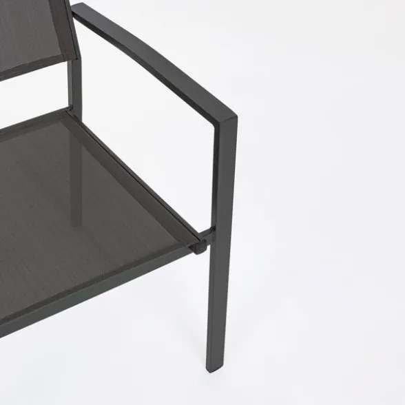 Sedia Da Esterno In Alluminio E Textilene Antracite Con Braccioli Hilde Bizzotto