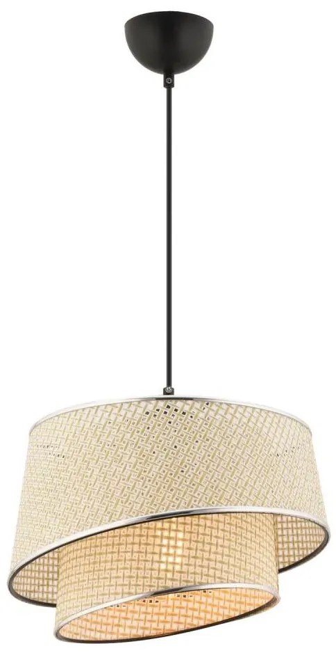 Lampada a sospensione con cavo BARETTE 1xE27/60W/230V crema/cromo lucido