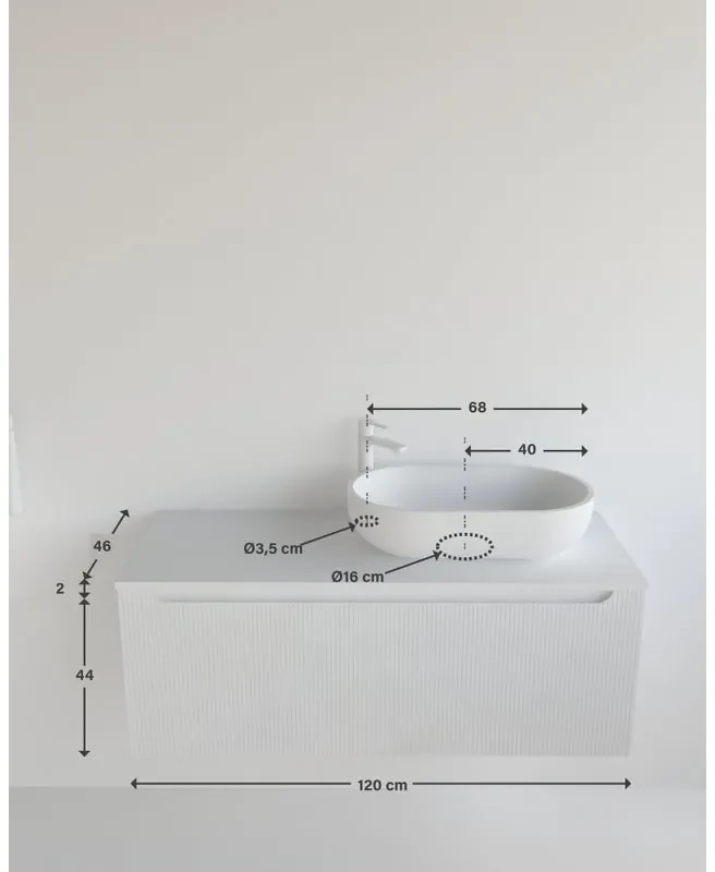 Mobile da bagno sotto lavabo MADERO terracottà laccato L 120.5 x H 46 x P 46 cm 1 cassetto, lavabo non incluso