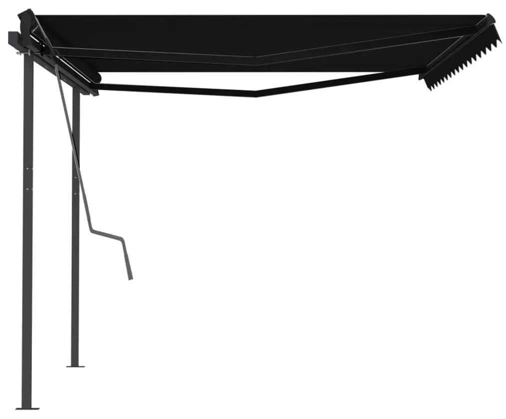 Tenda da Sole Retrattile Manuale con Pali 4x3,5 m Antracite