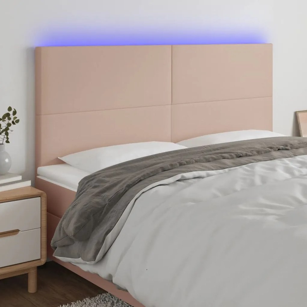 Testiera A Led Cappuccino 160x5x118/128 Cm İn Similpelle /