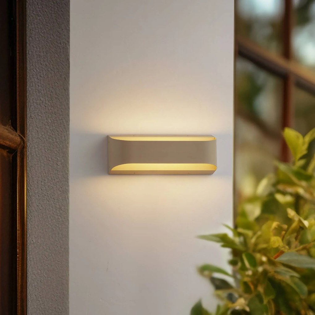 Lindby Applique da esterni LED Lenore, beige, metallo, 36,5 cm
