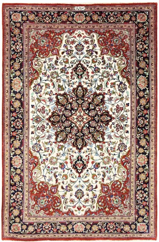Ghom Tappeto 100 x 160 Beige (Iran) Annodato A Mano