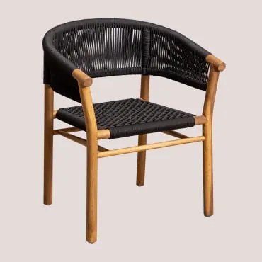 Sedia Da Giardino In Legno Con Braccioli Tenay Classic Nero - Sklum