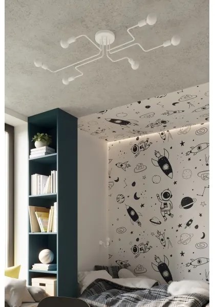 Sollux SL.1443 - Lampadario a plafone VECTOR 6xE27/15W/230V bianco