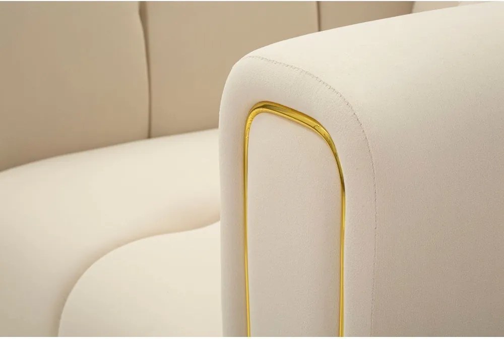 Poltrona color crema con poggioli/con gambe con rivestimento in velluto Alma – Mauro Ferretti