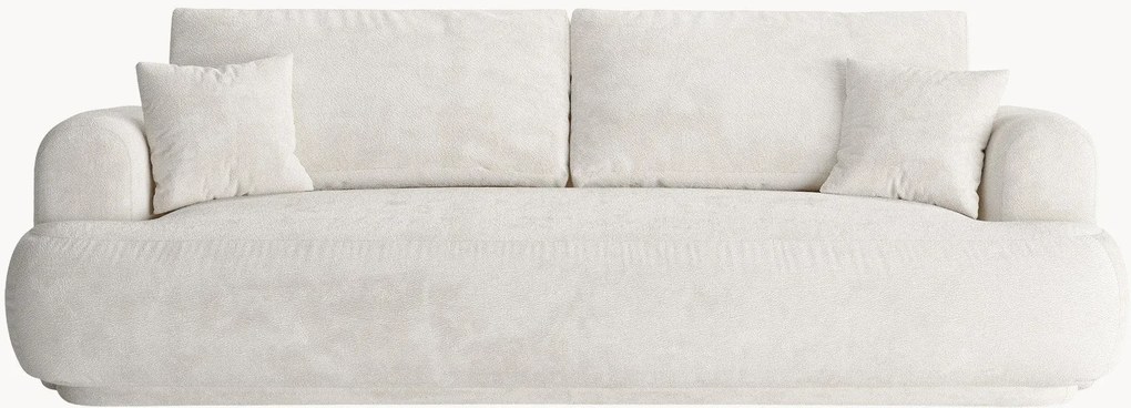 Divano letto 3 posti in bouclé con contenitore Ella, larg. 253 cm