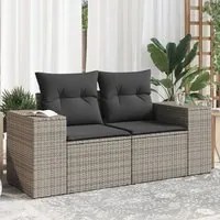 Divano da Giardino con Cuscini 2 Posti Grigio in Polyrattan 366125