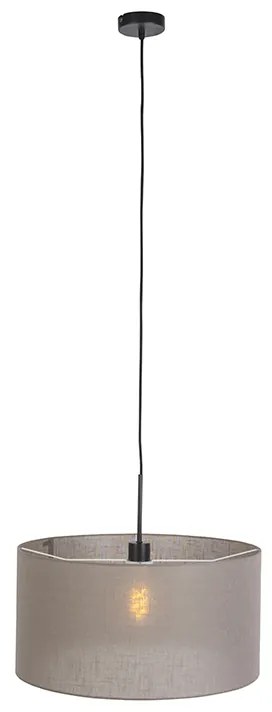 Lampada a sospensione rustica nera con paralume color tortora 50 cm - Combi 1