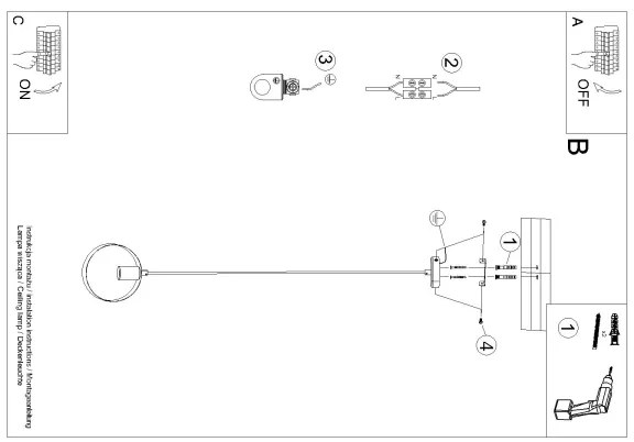 Sollux SL.1137 - Lampadario a cavo TITRAN 1xE27/60W/230V bianco