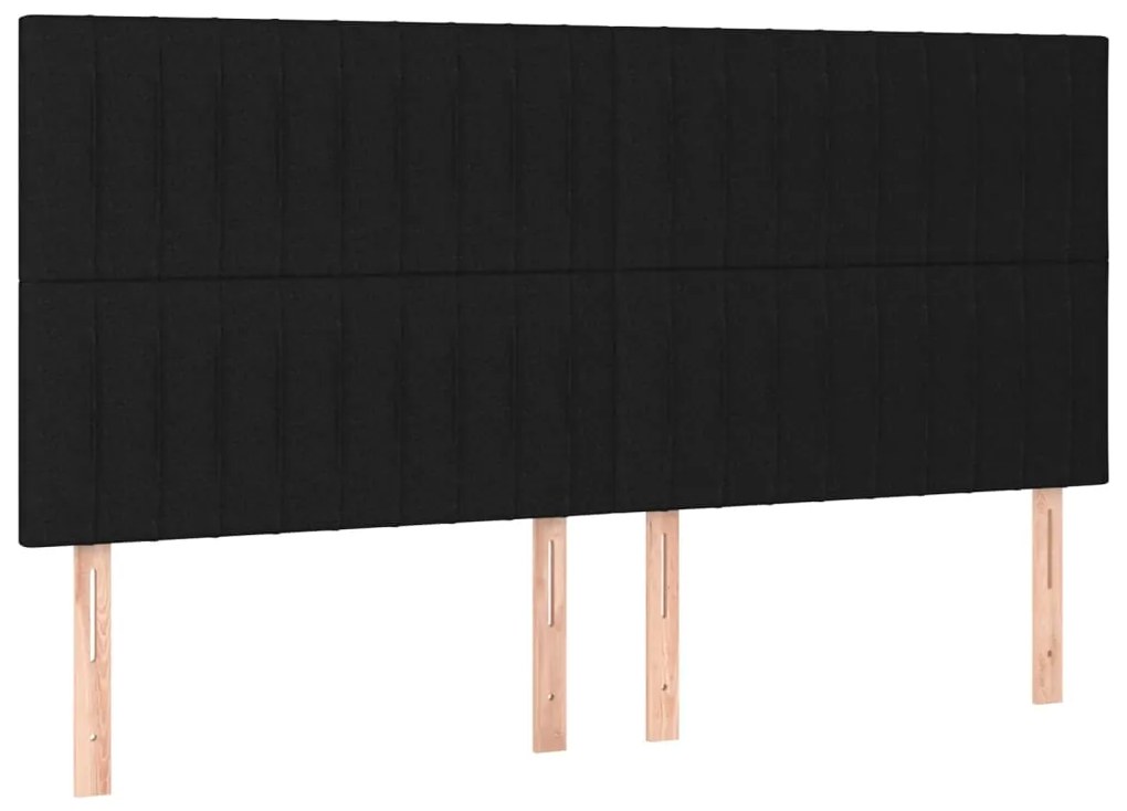 Testiere 4 pz nero 100x5x78/88 cm in tessuto
