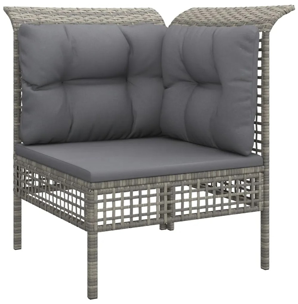 Set divani da giardino 3 pz con cuscini in polyrattan grigio