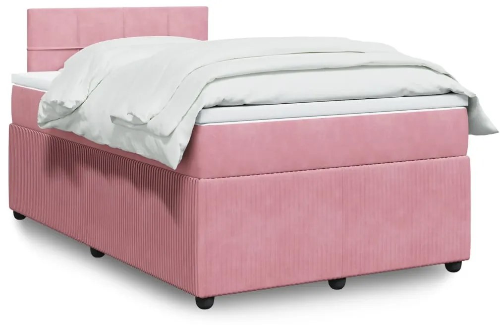 Giroletto A Molle Con Materasso Rosa 120x200 Cm İn Velluto /