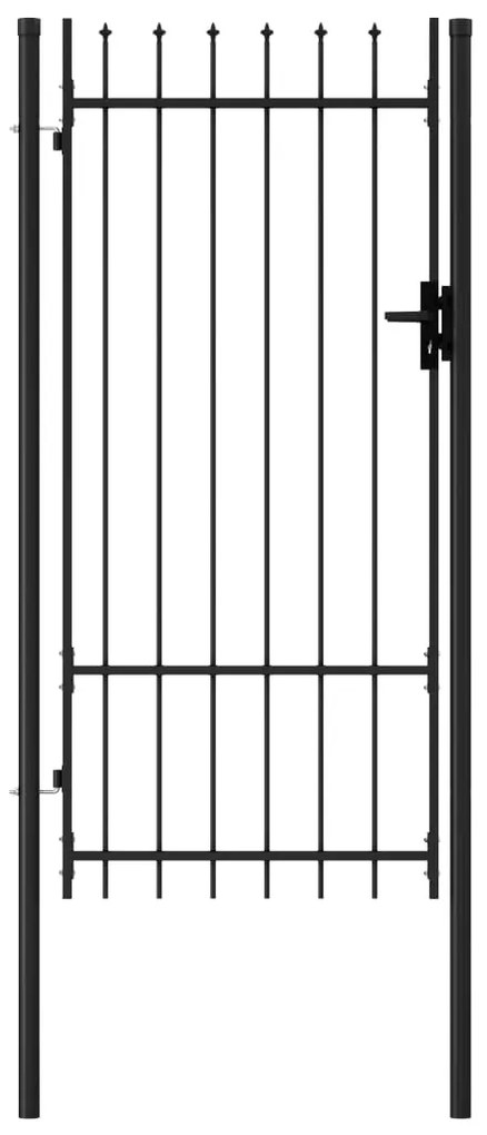 Cancello A Singola Anta Con Punte İn Acciaio 1x2 M Nero /