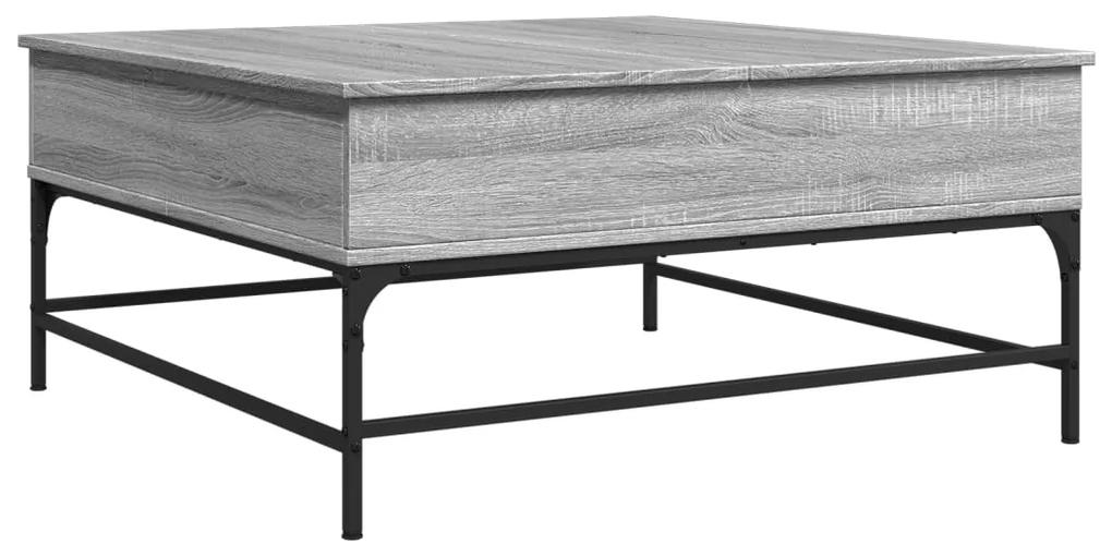 Tavolino Grigio Sonoma 95x95x45 cm Legno Multistrato e Metallo