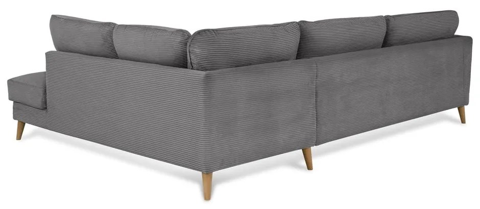 Divano angolare in velluto a coste grigio scuro (angolo destro) Paris - Scandic