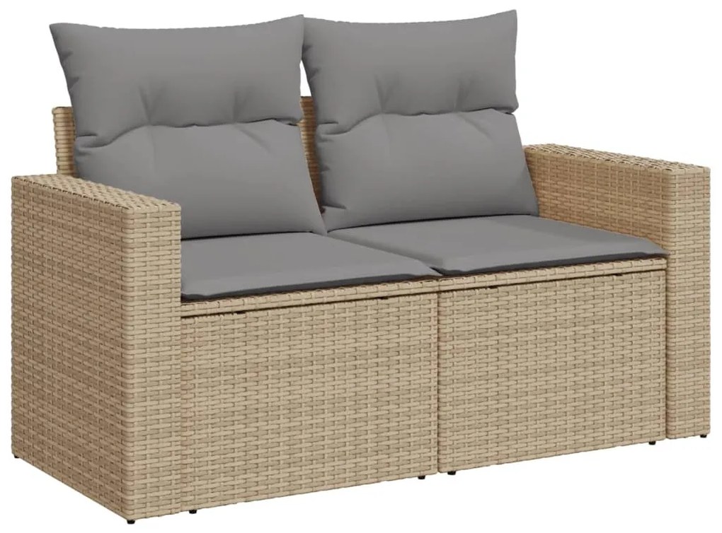 Set Divano da Giardino 12 pz con Cuscini Beige Misto Polyrattan