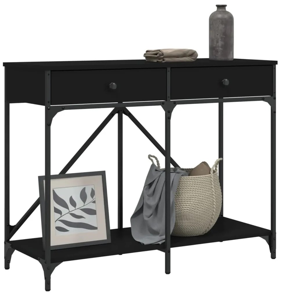 Tavolino consolle nero 100x39x78,5 cm in legno multistrato