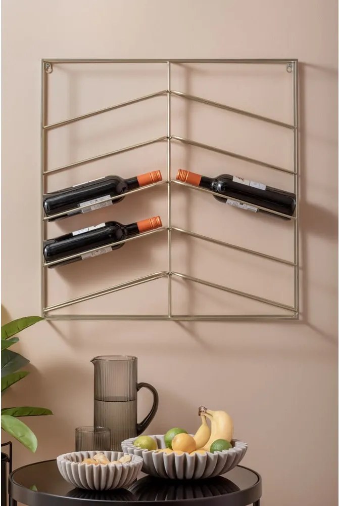 Portabottiglie da parete dorato in metallo numero di bottiglie 10 67x66x7,5 cm Cuadro – PT LIVING