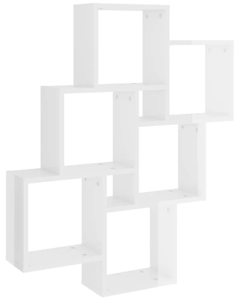 Mensola da parete a cubo bianco lucido 78x15x93cm in truciolato