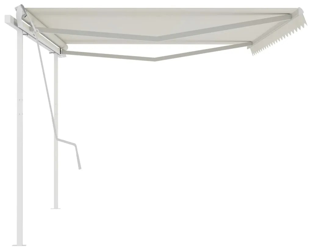 Tenda da Sole Retrattile Manuale con Pali 5x3,5 m Crema