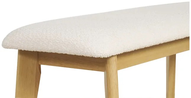 Panca scandinava in tessuto effetto lana bouclé bianco e legno chiaro L92 cm ELION