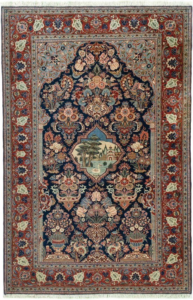 Kashan Tappeto persiano 210 x 140 Blu (Iran) Annodato A Mano