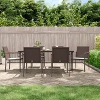 Sedie da Giardino con Cuscini 6pz Marroni 56x59x84cm Polyrattan 3187074