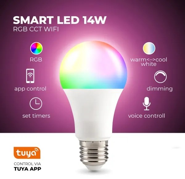 Lampadina LED RGB Smart dimmerabile E27/9,5W/230V 2700-6500K Wi-Fi Tuya