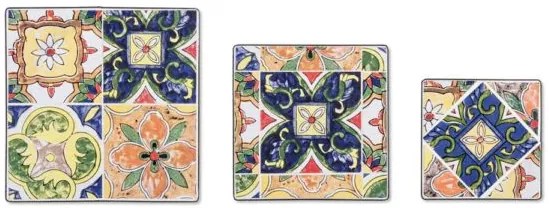 Set 3 Tavolini da Esterno in Ferro e Ceramica Paloma – Design a Mosaico