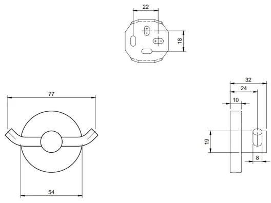 Villeroy & Boch TVA15101200061 - Gancio da parete ELEMENTS, finitura cromo lucido