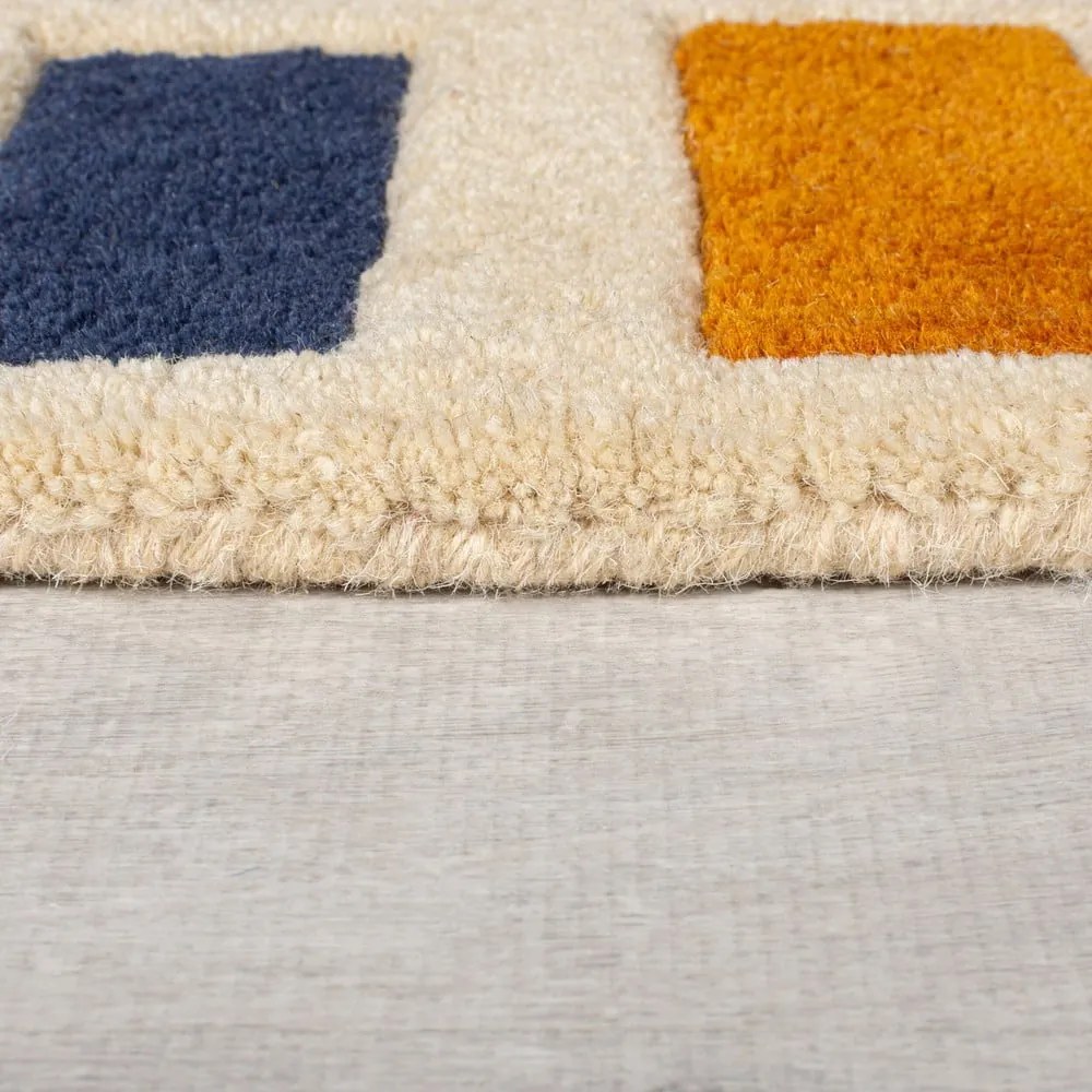 Passatoia in lana tessuta a mano 60x230 cm Retro Blocks - Flair Rugs