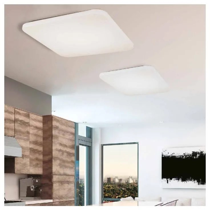 Plafoniera LED moderno Quatro, bianco 30x30 cm, luce fredda MANTRA