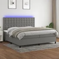 Letto a Molle Materasso e LED Grigio Scuro 200x200cm in Tessuto cod mxl 63452