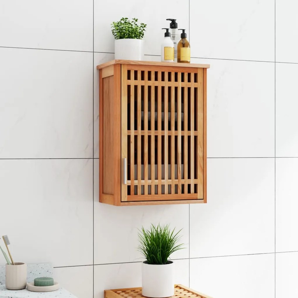 Armadietto Da Bagno A Parete 42x23x60 Cm Legno Massello Di Noce /