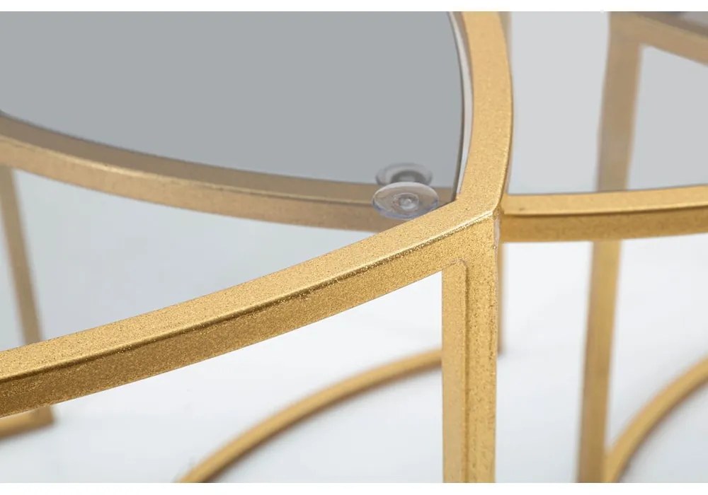 Tavolini rotondi in set di 3 con piano in vetro in oro ø 60 cm Triangle - Mauro Ferretti