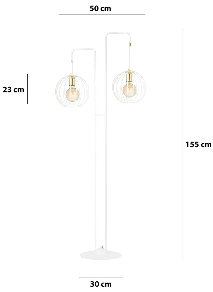 Piantana Contemporaneo Omoikane Acciaio Bianco 2 Luci E27 Ip20