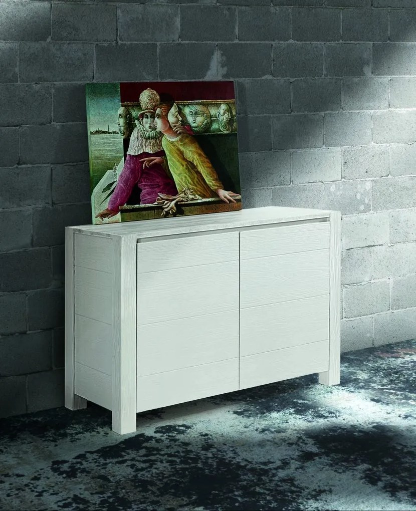 Credenza in abete bianco spazzolato 125&#215;50 cm H 84 cm