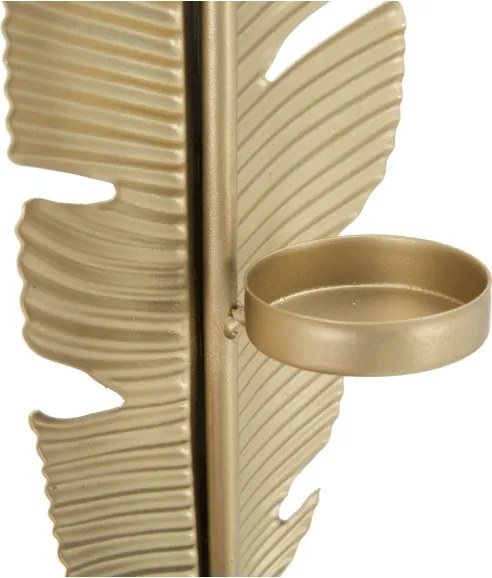 Scultura Foglia Con Porta Candela Glam Cm 10X10X34